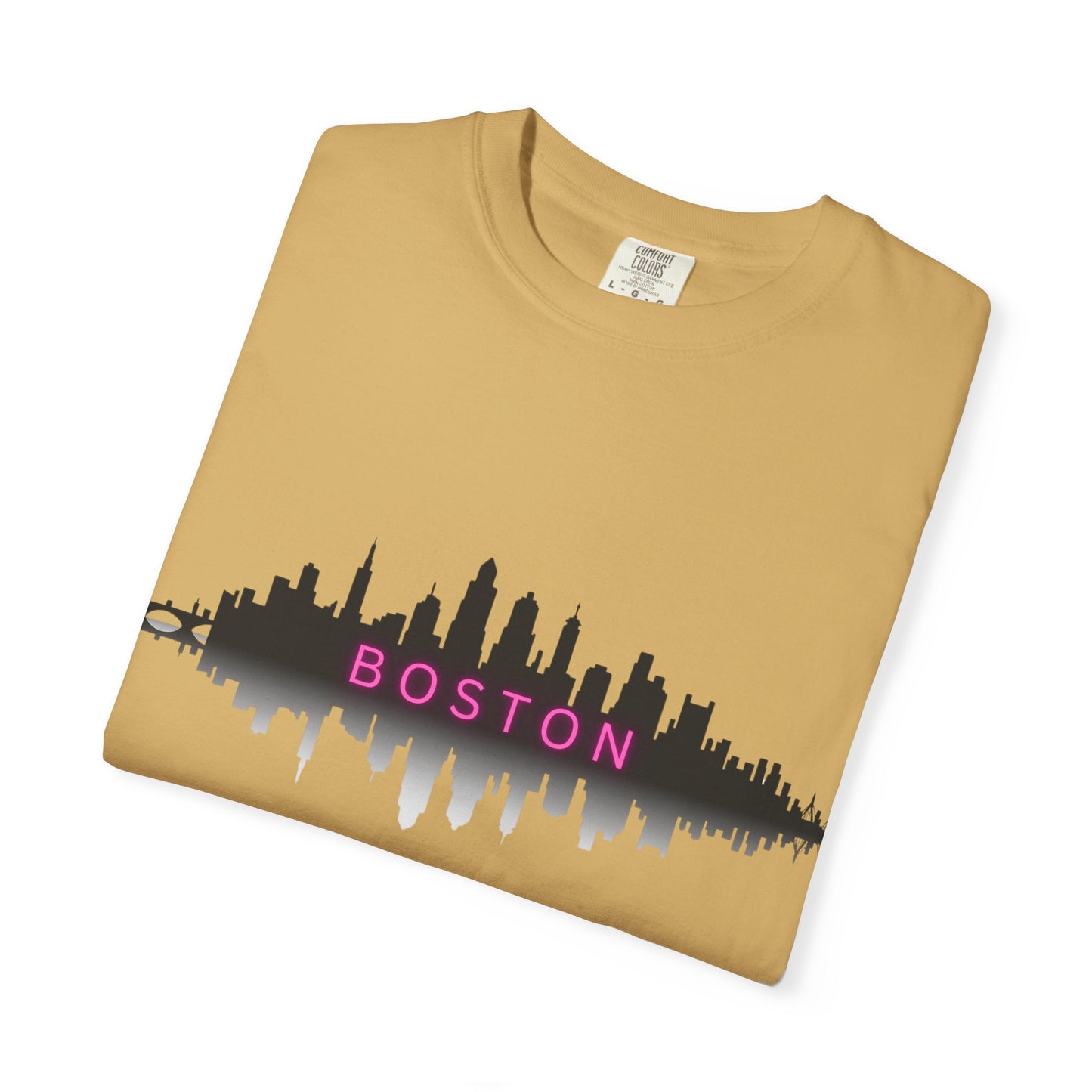 “Boston Nights Skyline Tee – Bold. Urban. Reflective.”