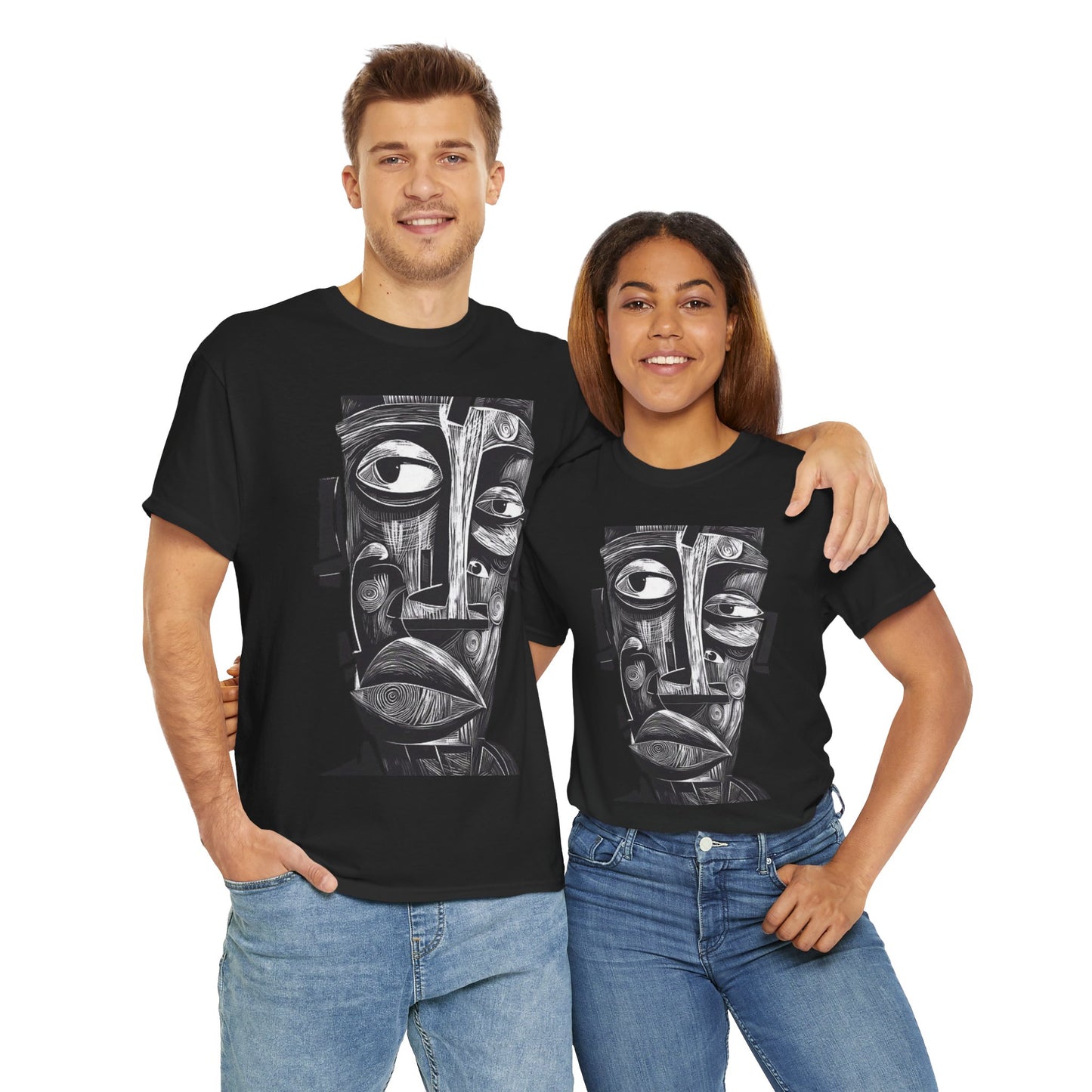 Abstract Tribal Face Graphic. unisex T-Shirt