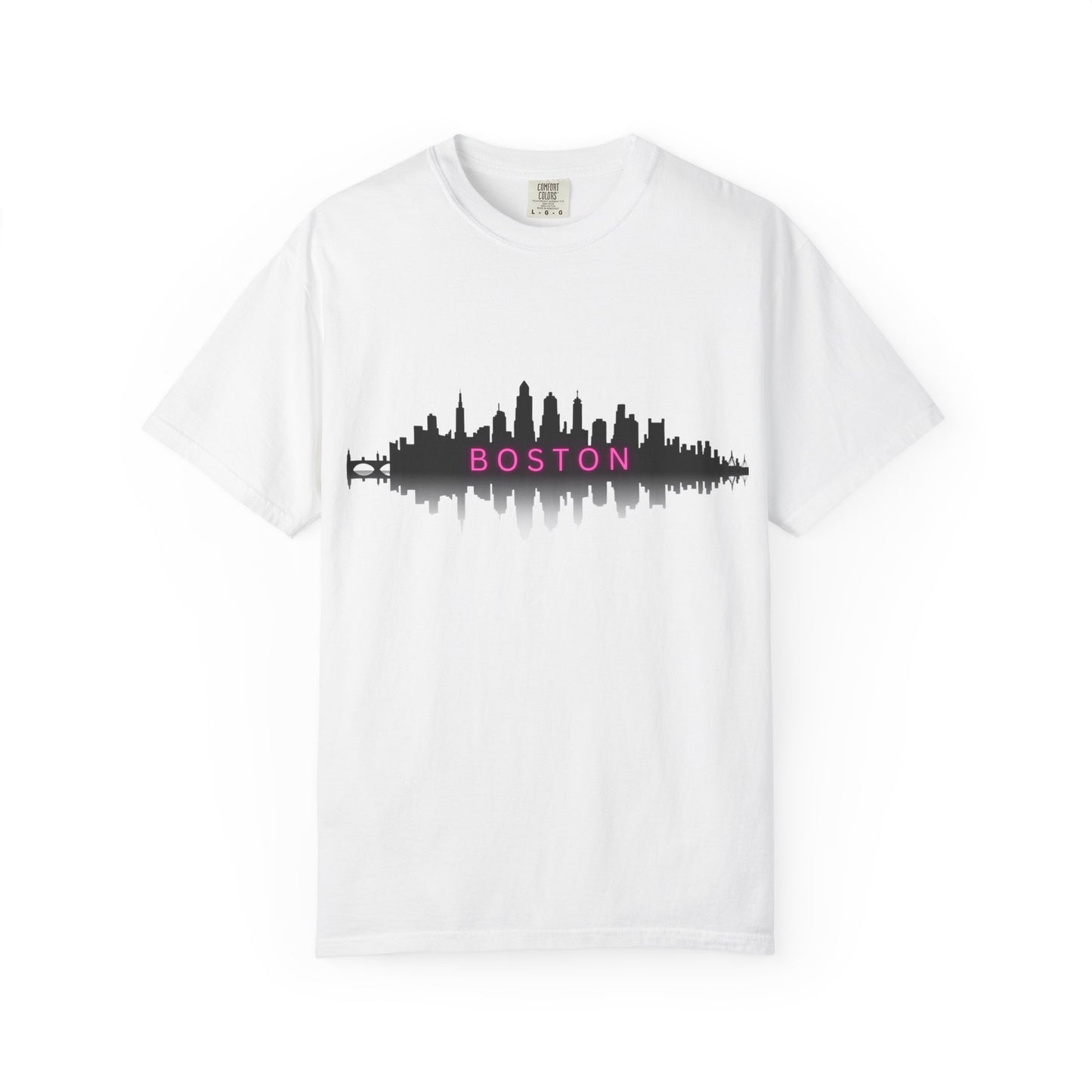 “Boston Nights Skyline Tee – Bold. Urban. Reflective.”