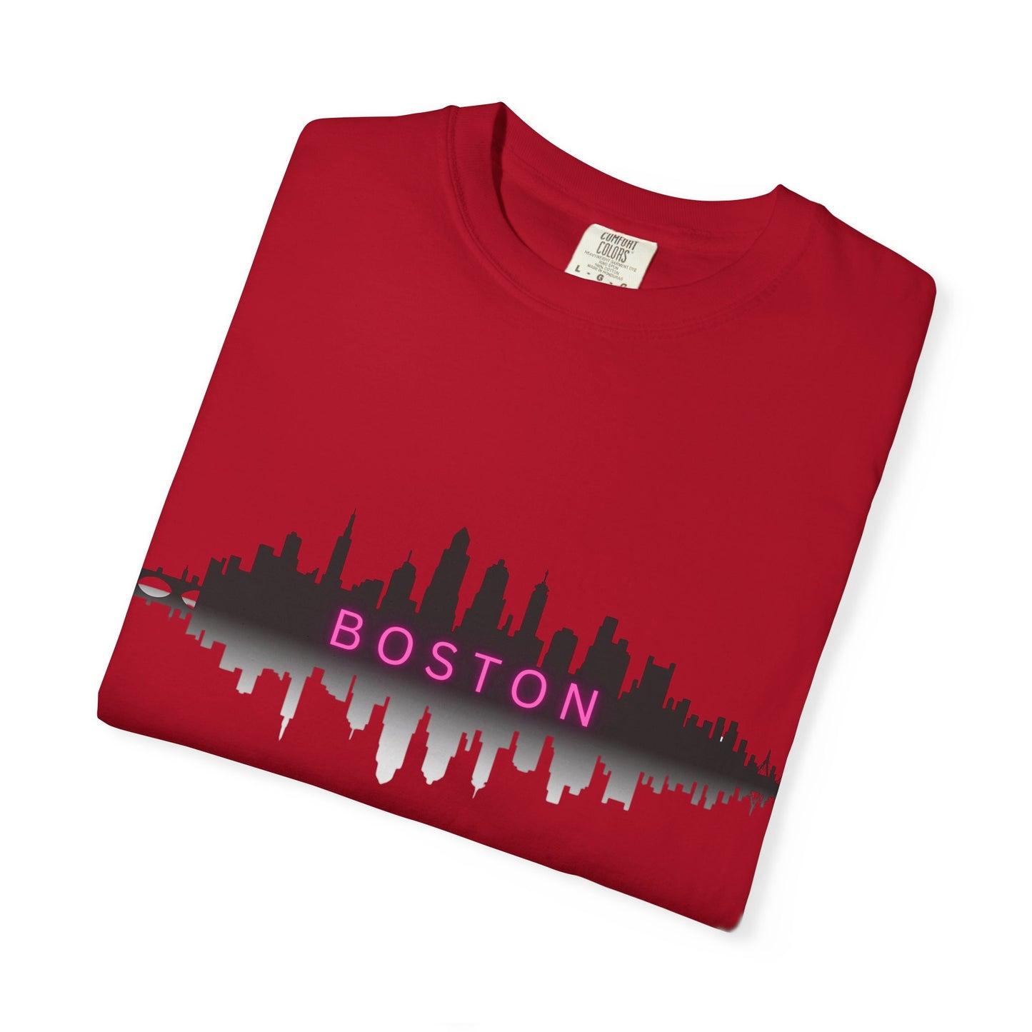“Boston Nights Skyline Tee – Bold. Urban. Reflective.”