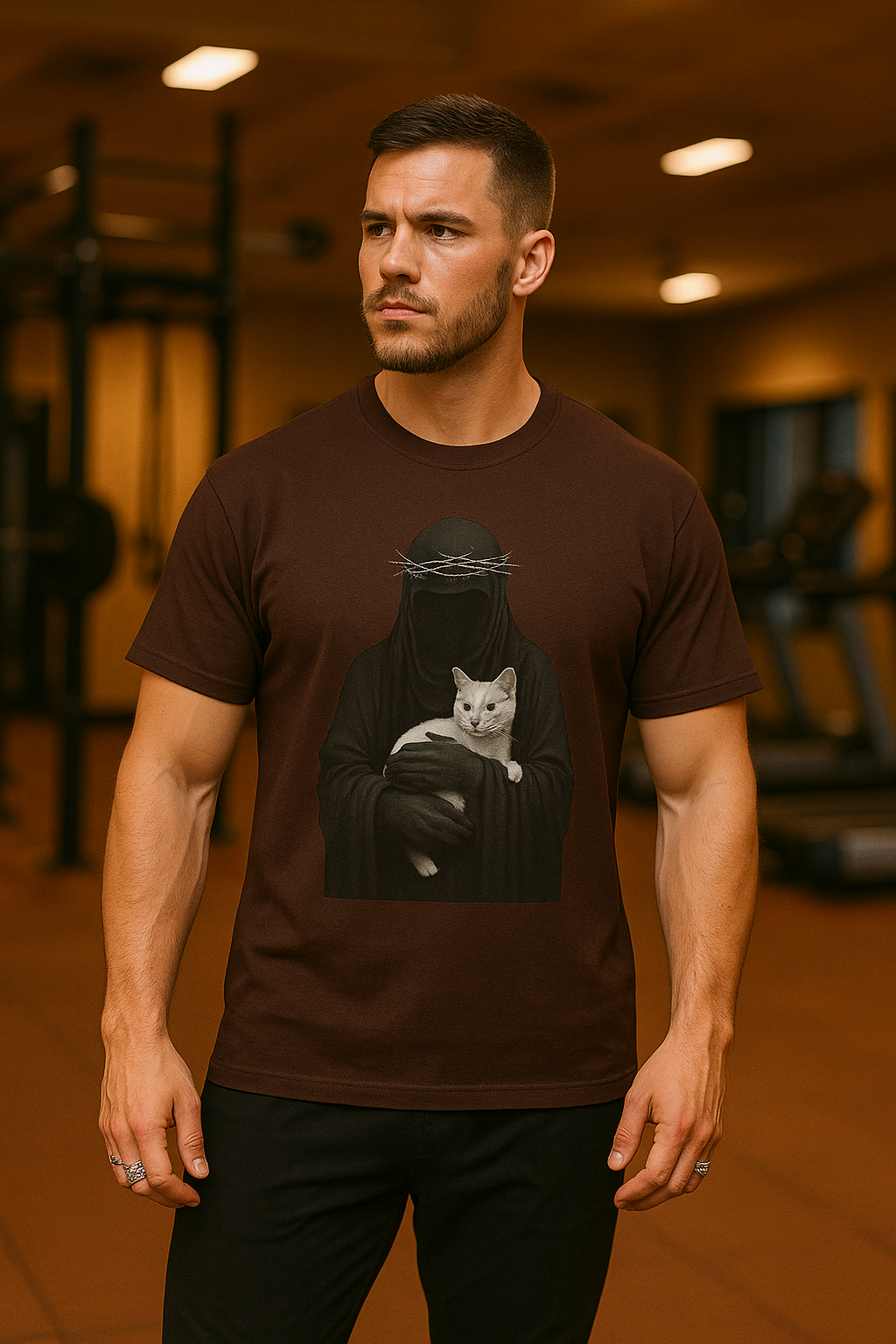 Stylish Cat & Alien Graphic T-Shirt
