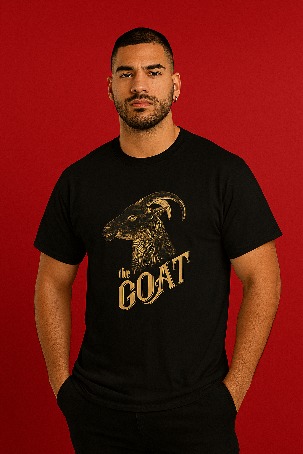 THE GOAT – Bold Red Graphic Tee