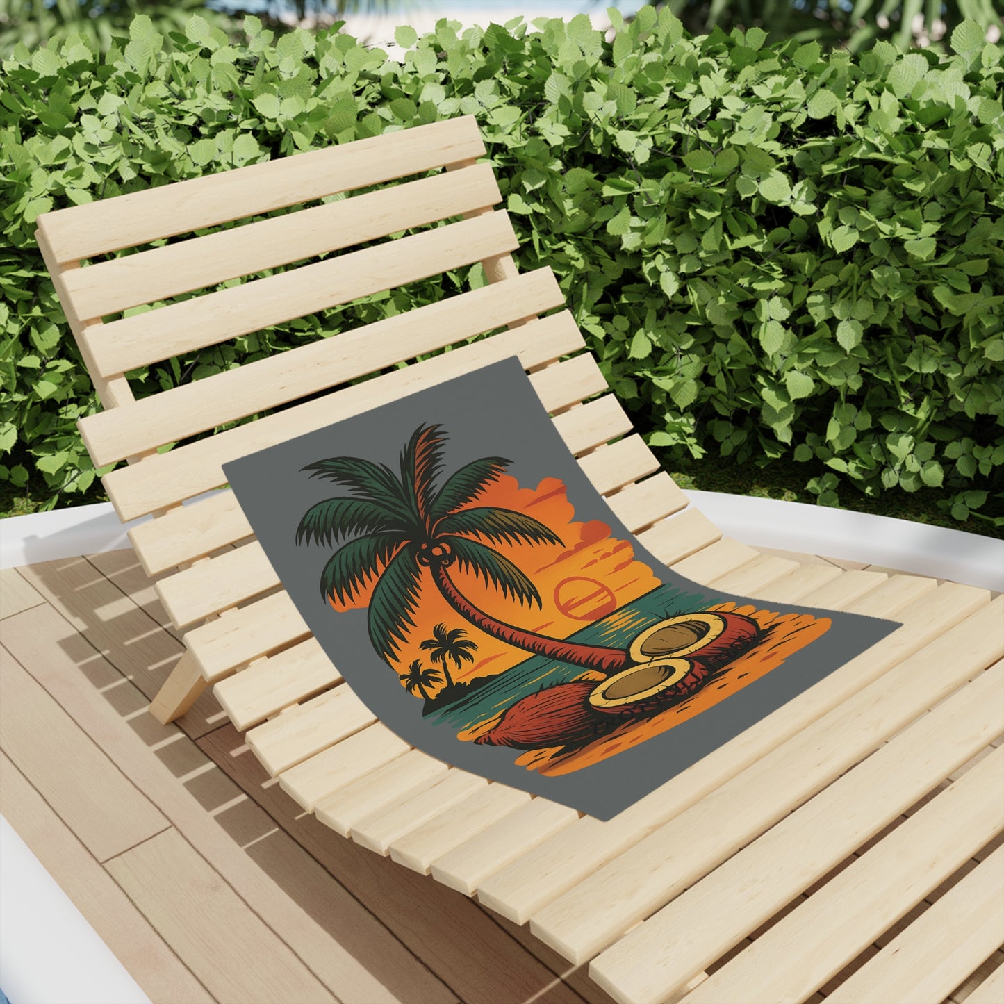 Tropical Coconut Beach Towel, Summer Vibes Towel
