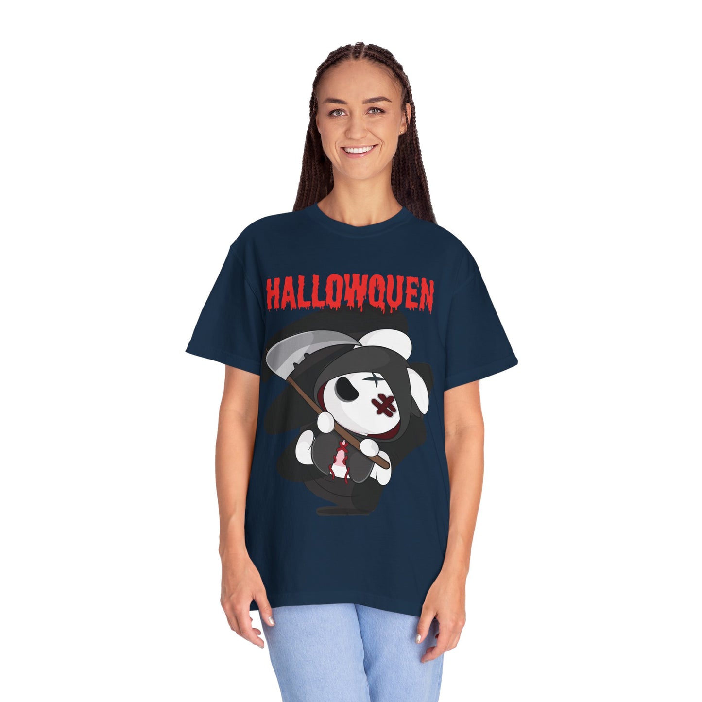 Hallowqueen Grim Bunny Graphic T-Shirt Bold Halloween Streetwear