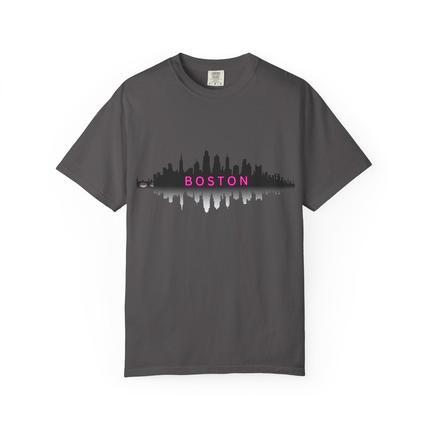 “Boston Nights Skyline Tee – Bold. Urban. Reflective.”