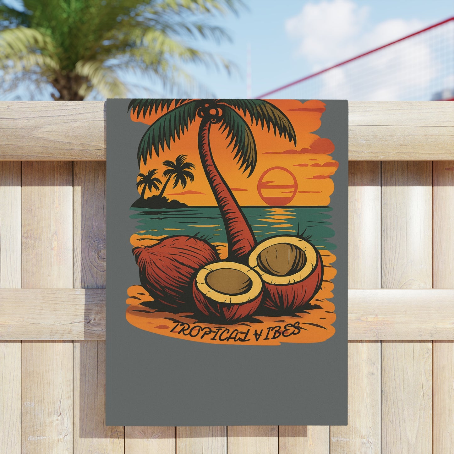 Tropical Coconut Beach Towel, Summer Vibes Towel
