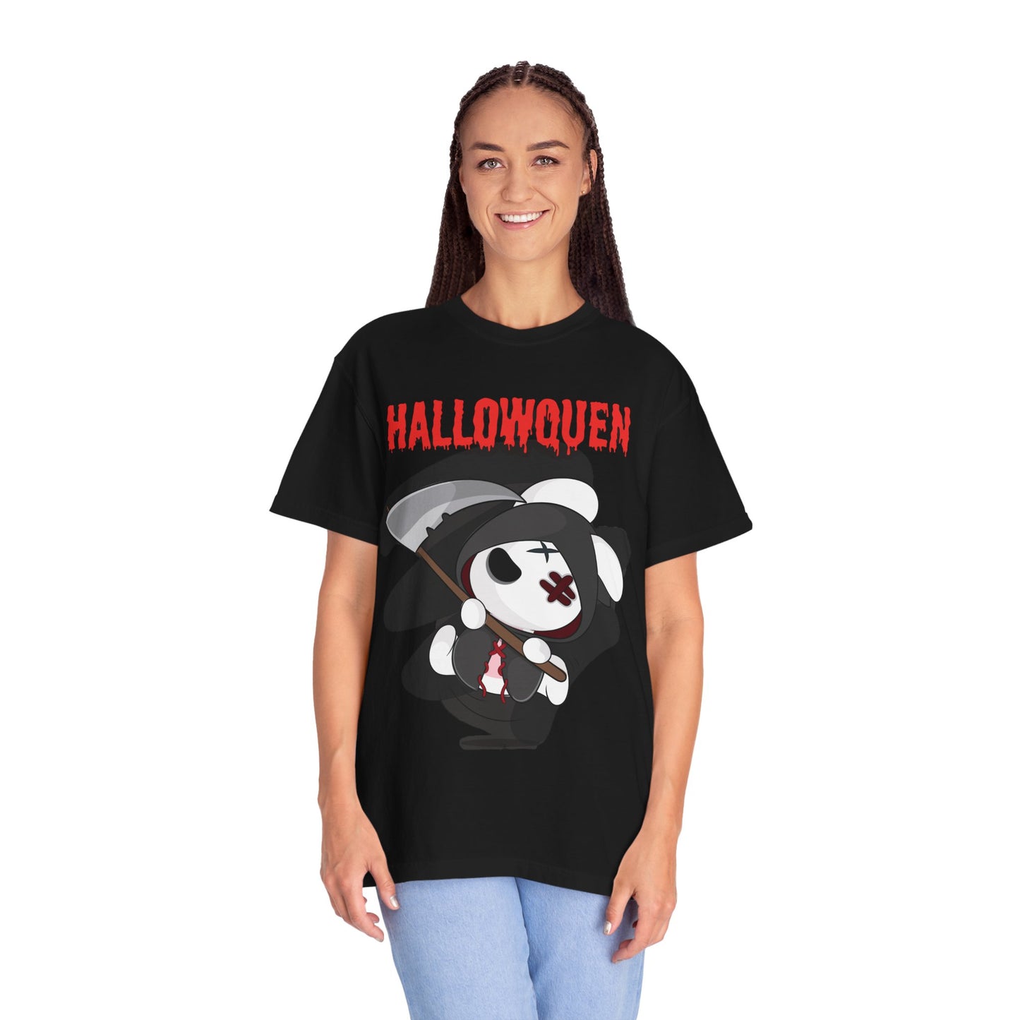 Hallowqueen Grim Bunny Graphic T-Shirt Bold Halloween Streetwear
