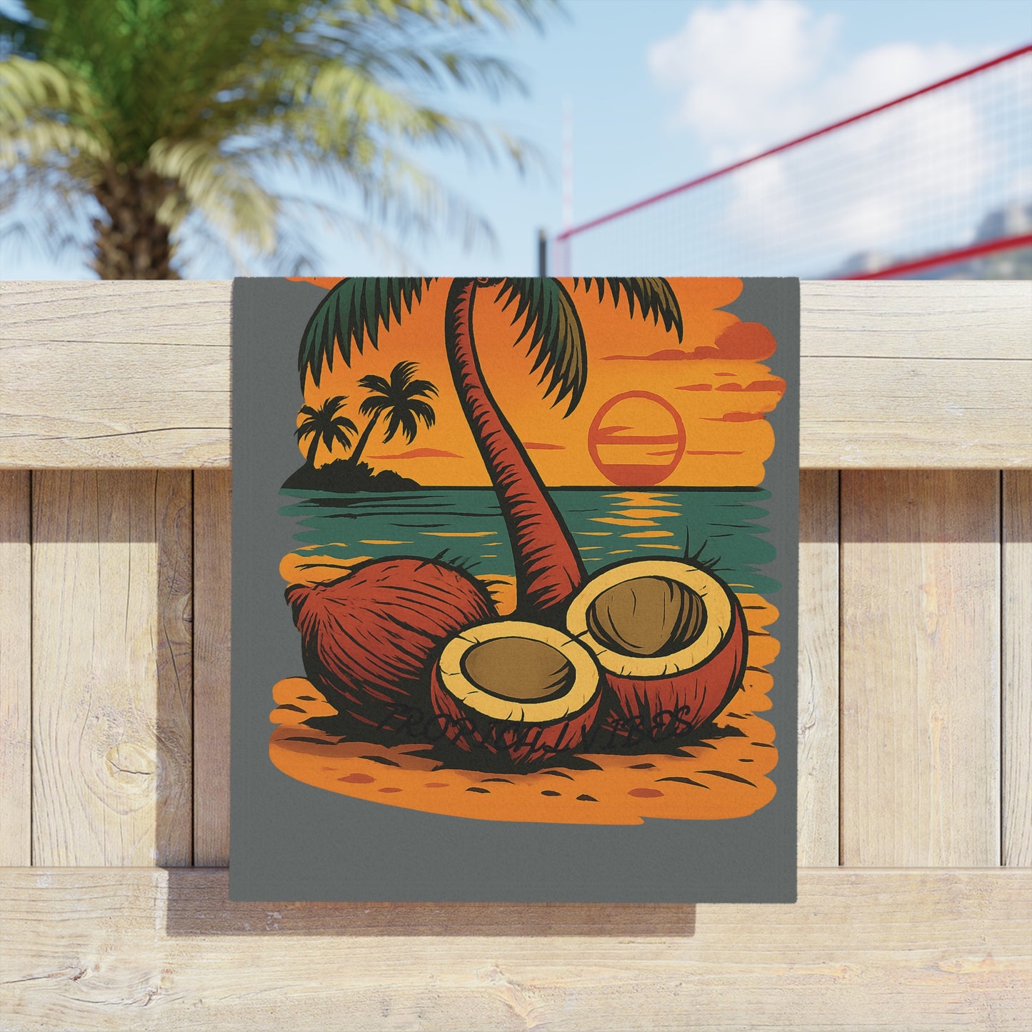 Tropical Coconut Beach Towel, Summer Vibes Towel