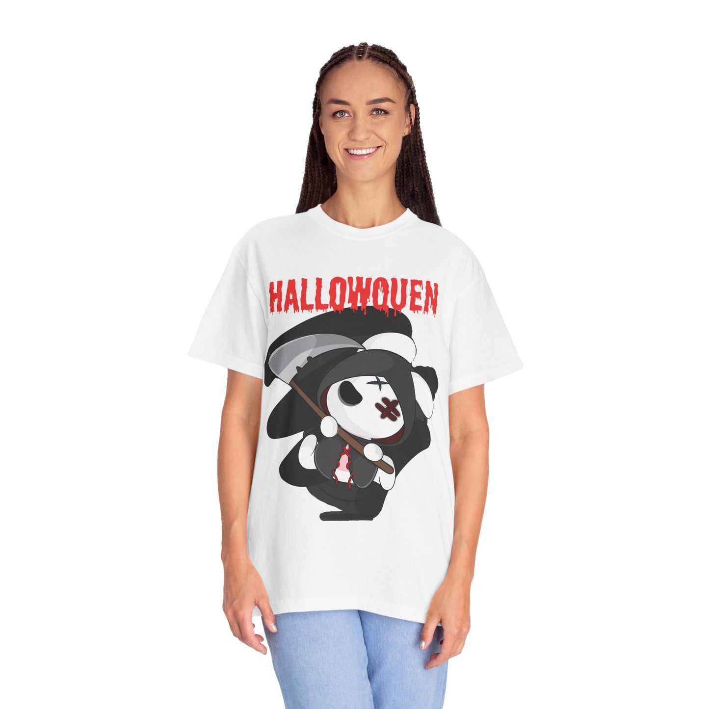Hallowqueen Grim Bunny Graphic T-Shirt Bold Halloween Streetwear