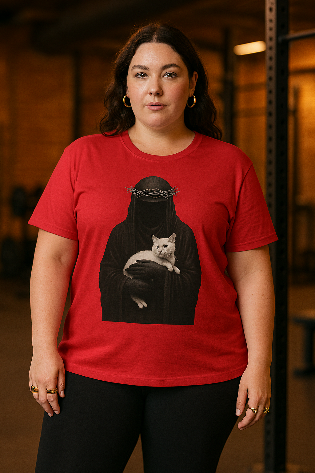 Stylish Cat & Alien Graphic T-Shirt