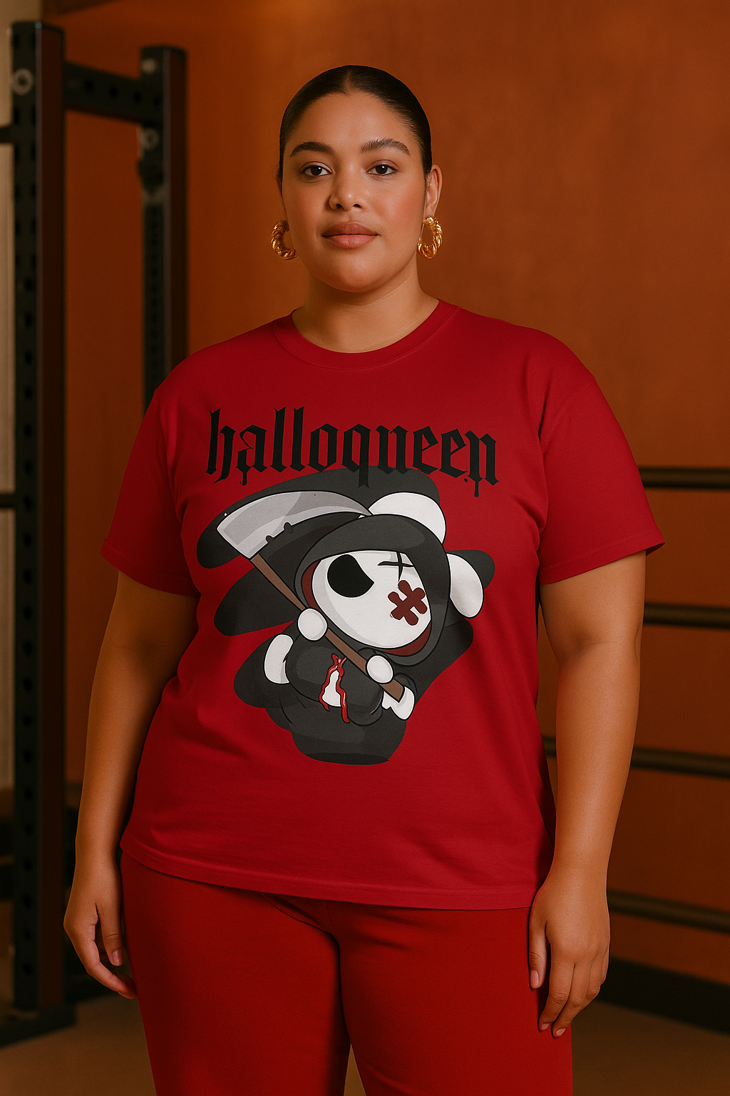 Hallowqueen Grim Bunny Graphic T-Shirt Bold Halloween Streetwear