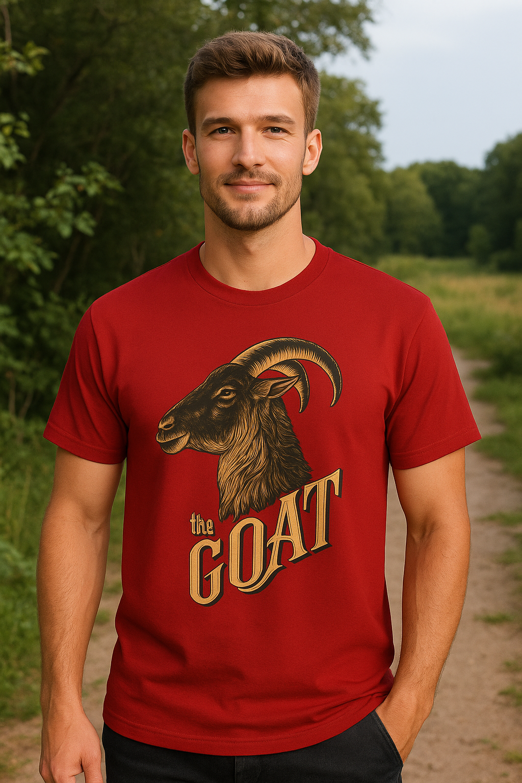 THE GOAT – Bold Red Graphic Tee