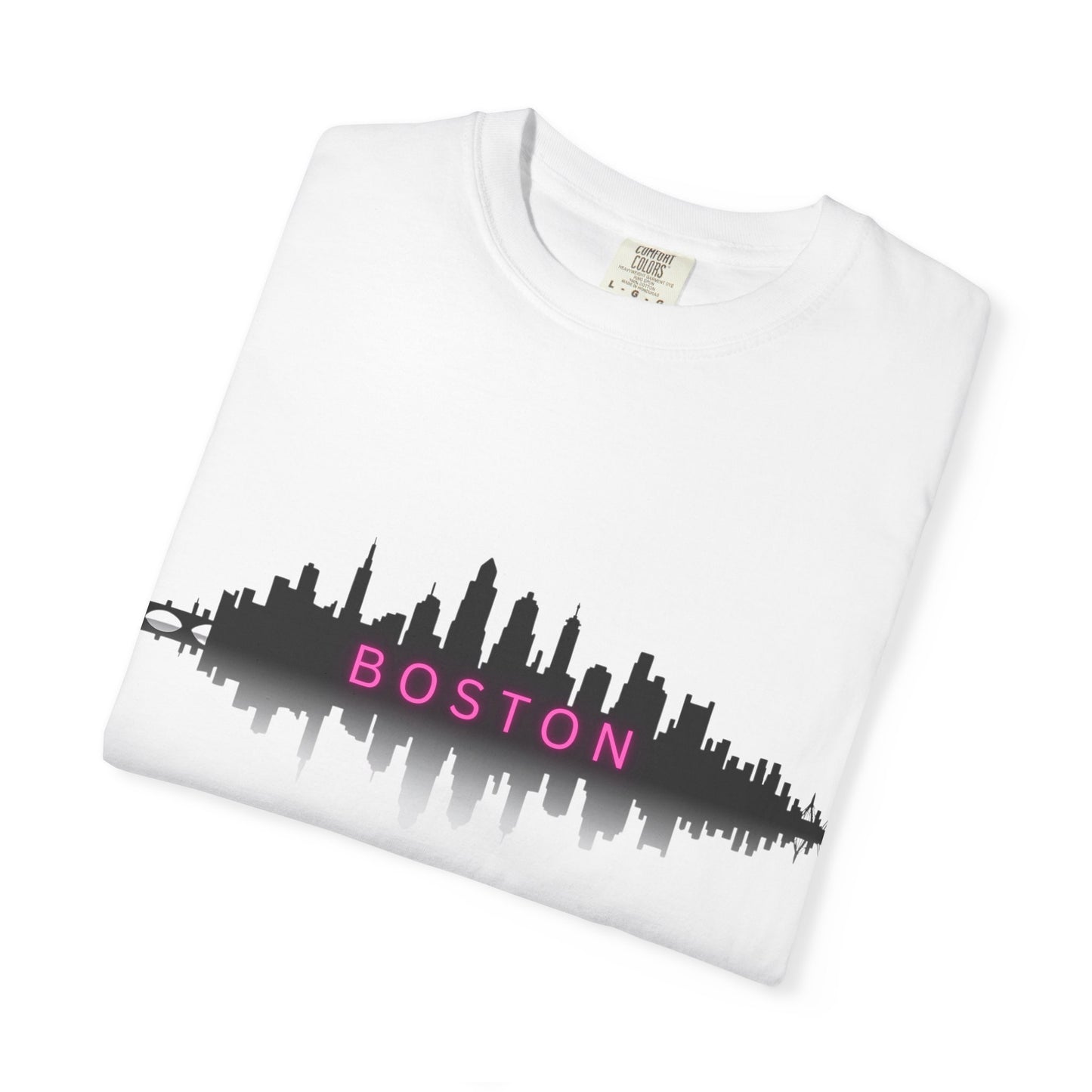 “Boston Nights Skyline Tee – Bold. Urban. Reflective.”