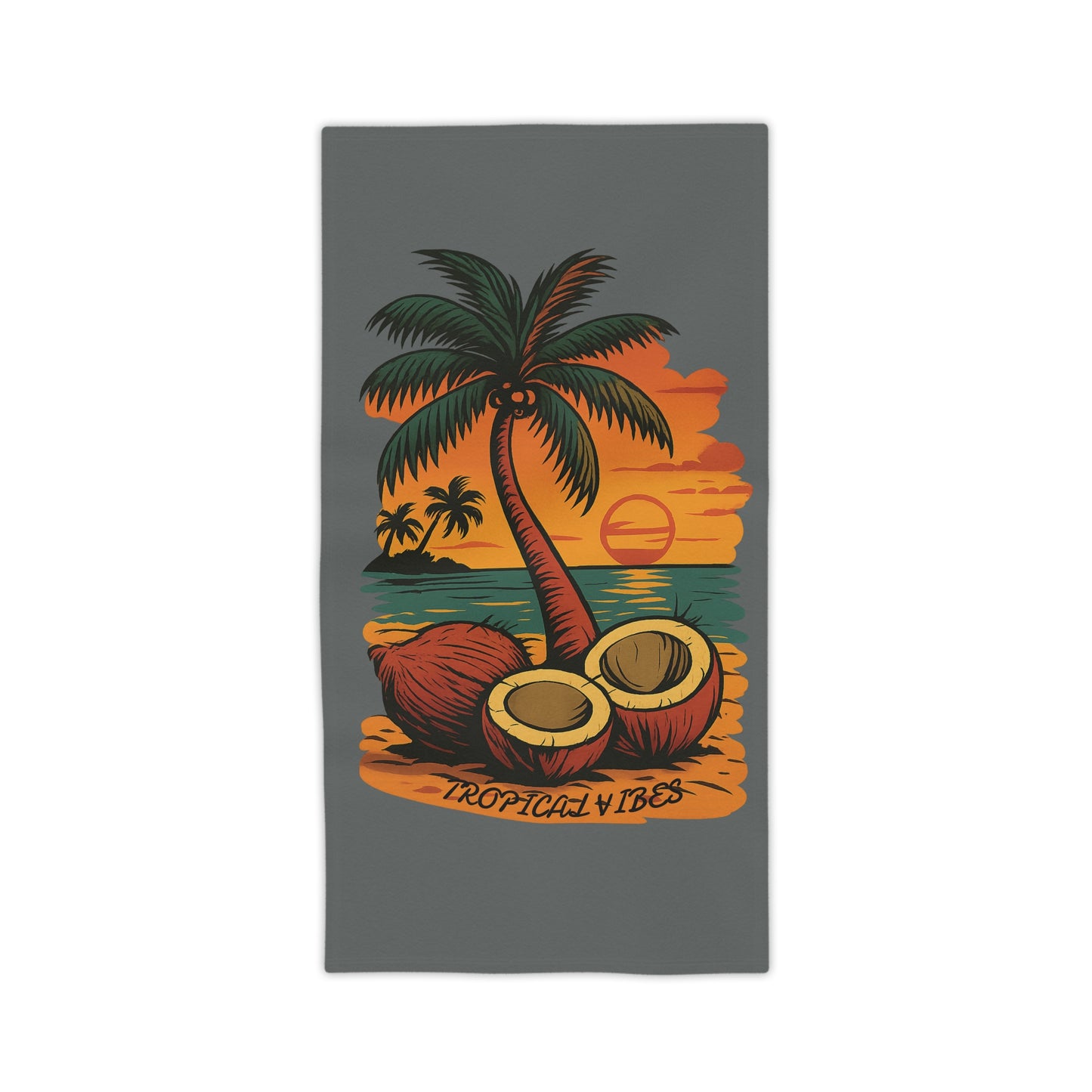 Tropical Coconut Beach Towel, Summer Vibes Towel